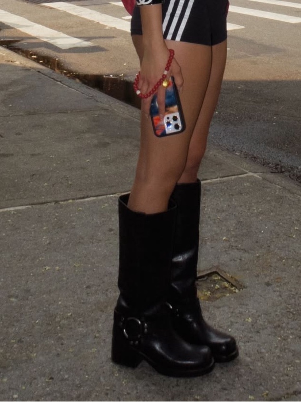 Black Leather Harness Boots